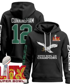 Philadelphia Eagles Nike Super Bowl LIX Patch Pullover Hoodie V6 - Black - Image 8