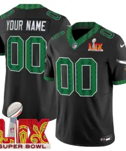Philadelphia Eagles Nike St. Patrick's Day Super Bowl LIX Patch Vapor Custom Limited Stitched Jersey - White - Image 3
