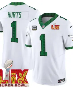 Alternative view of Saquon Barkley Philadelphia Eagles Nike St. Patrick's Day Super Bowl LIX Patch Vapor Limited Stitched Jersey - White