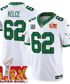 Saquon Barkley Philadelphia Eagles Nike St. Patrick's Day Super Bowl LIX Patch Vapor Limited Stitched Jersey - White - Image 3