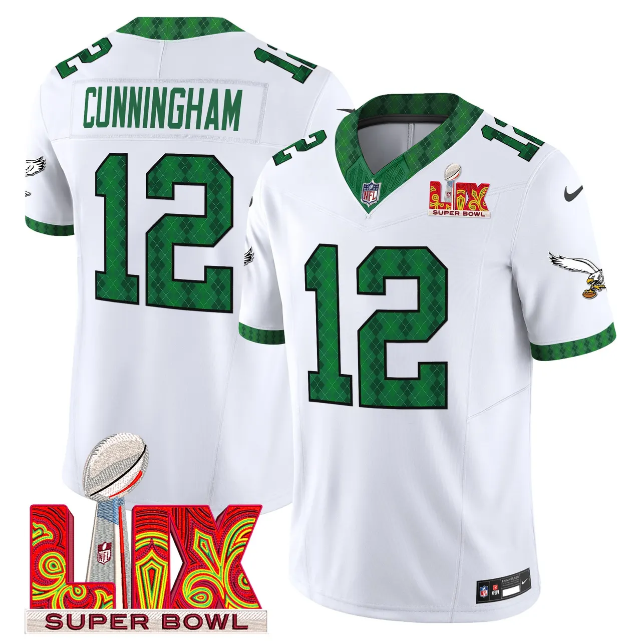 Saquon Barkley Philadelphia Eagles Nike St. Patrick's Day Super Bowl LIX Patch Vapor Limited Stitched Jersey - White - Image 5
