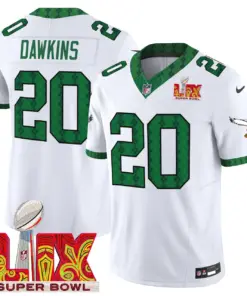 Saquon Barkley Philadelphia Eagles Nike St. Patrick's Day Super Bowl LIX Patch Vapor Limited Stitched Jersey - White - Image 7