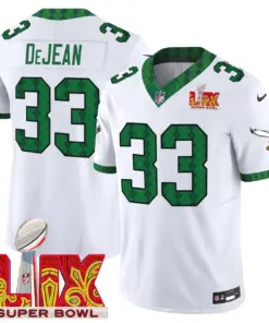 Saquon Barkley Philadelphia Eagles Nike St. Patrick's Day Super Bowl LIX Patch Vapor Limited Stitched Jersey - White - Image 9