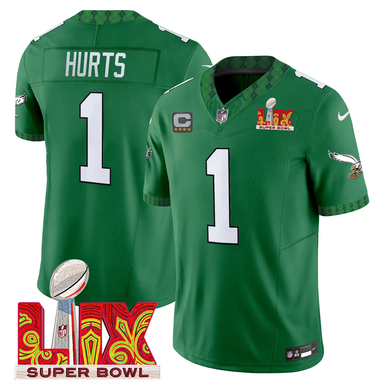 Saquon Barkley Philadelphia Eagles Nike St. Patrick's Day Super Bowl LIX Patch Vapor Limited Stitched Jersey - White - Image 11