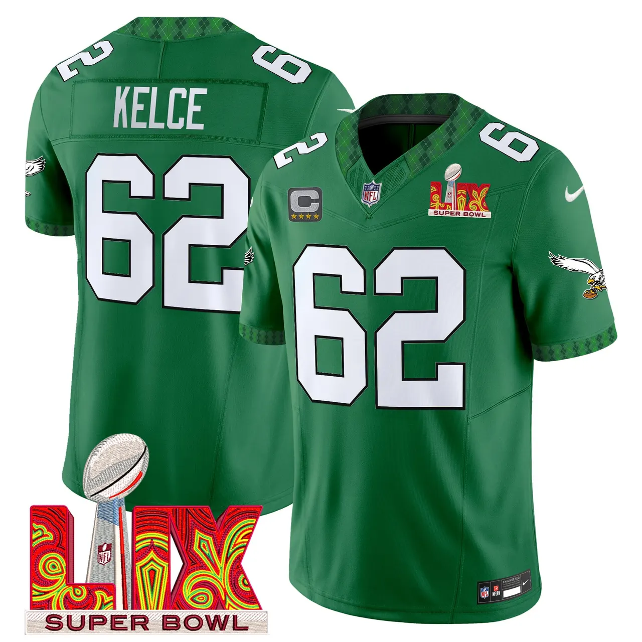 Saquon Barkley Philadelphia Eagles Nike St. Patrick's Day Super Bowl LIX Patch Vapor Limited Stitched Jersey - White - Image 12
