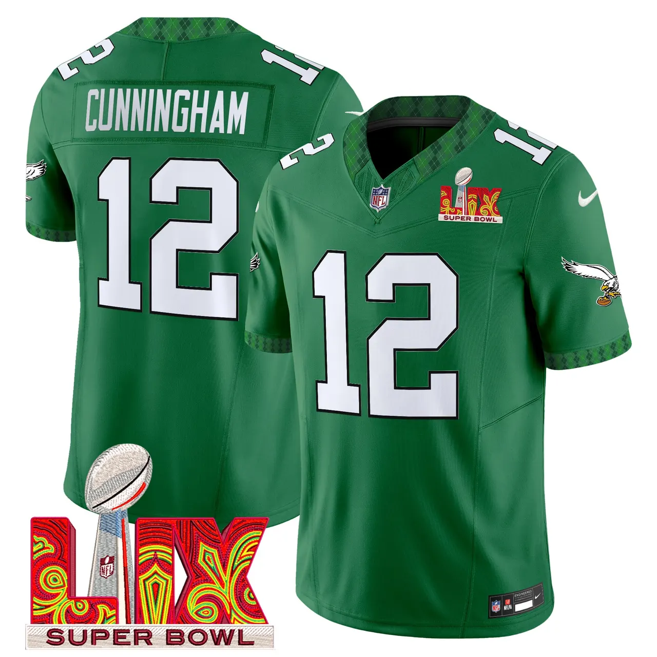 Saquon Barkley Philadelphia Eagles Nike St. Patrick's Day Super Bowl LIX Patch Vapor Limited Stitched Jersey - White - Image 14