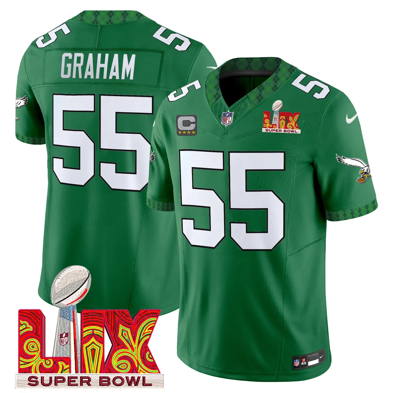 Saquon Barkley Philadelphia Eagles Nike St. Patrick's Day Super Bowl LIX Patch Vapor Limited Stitched Jersey - White - Image 15