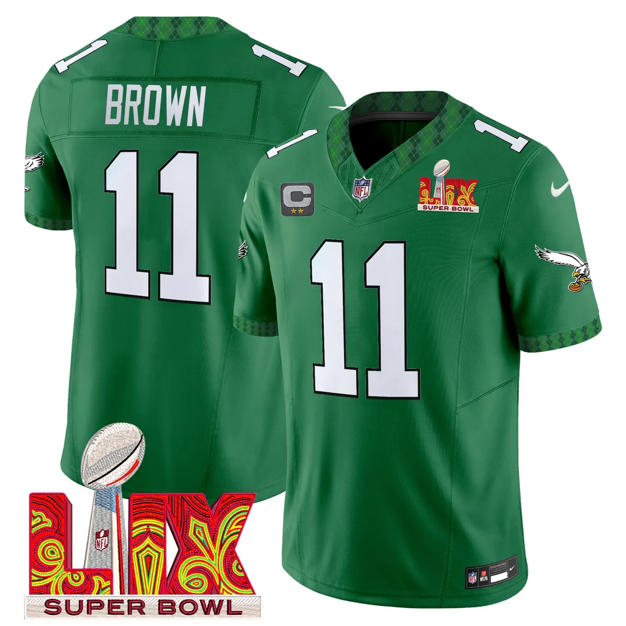 Saquon Barkley Philadelphia Eagles Nike St. Patrick's Day Super Bowl LIX Patch Vapor Limited Stitched Jersey - White - Image 17
