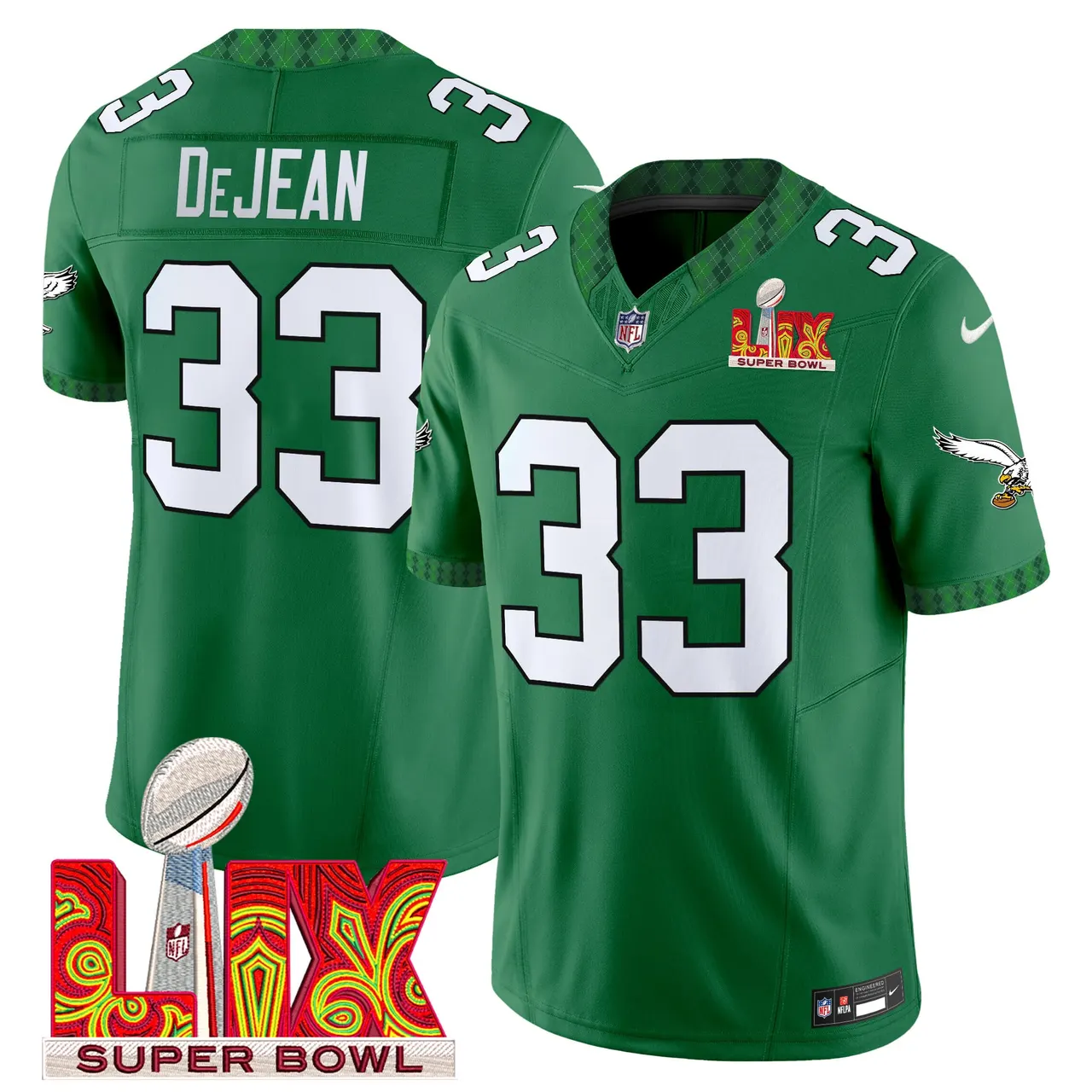 Saquon Barkley Philadelphia Eagles Nike St. Patrick's Day Super Bowl LIX Patch Vapor Limited Stitched Jersey - White - Image 18