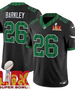 Saquon Barkley Philadelphia Eagles Nike St. Patrick's Day Super Bowl LIX Patch Vapor Limited Stitched Jersey - White - Image 19