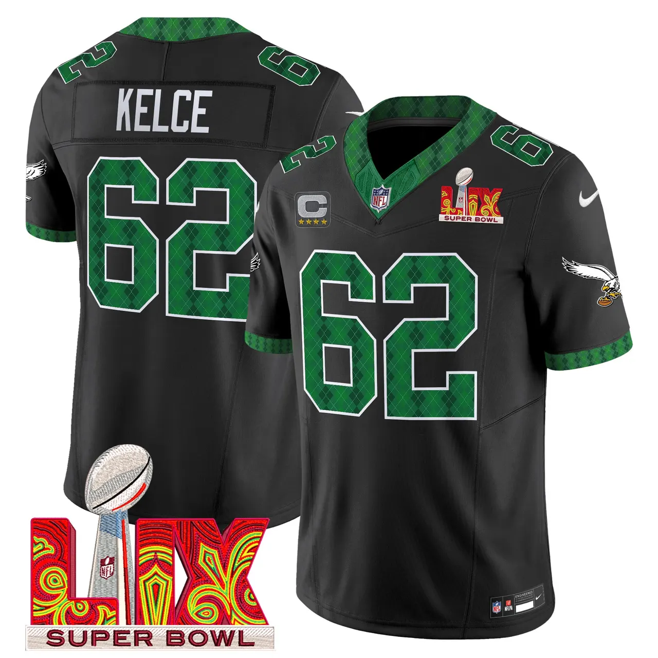 Saquon Barkley Philadelphia Eagles Nike St. Patrick's Day Super Bowl LIX Patch Vapor Limited Stitched Jersey - White - Image 21