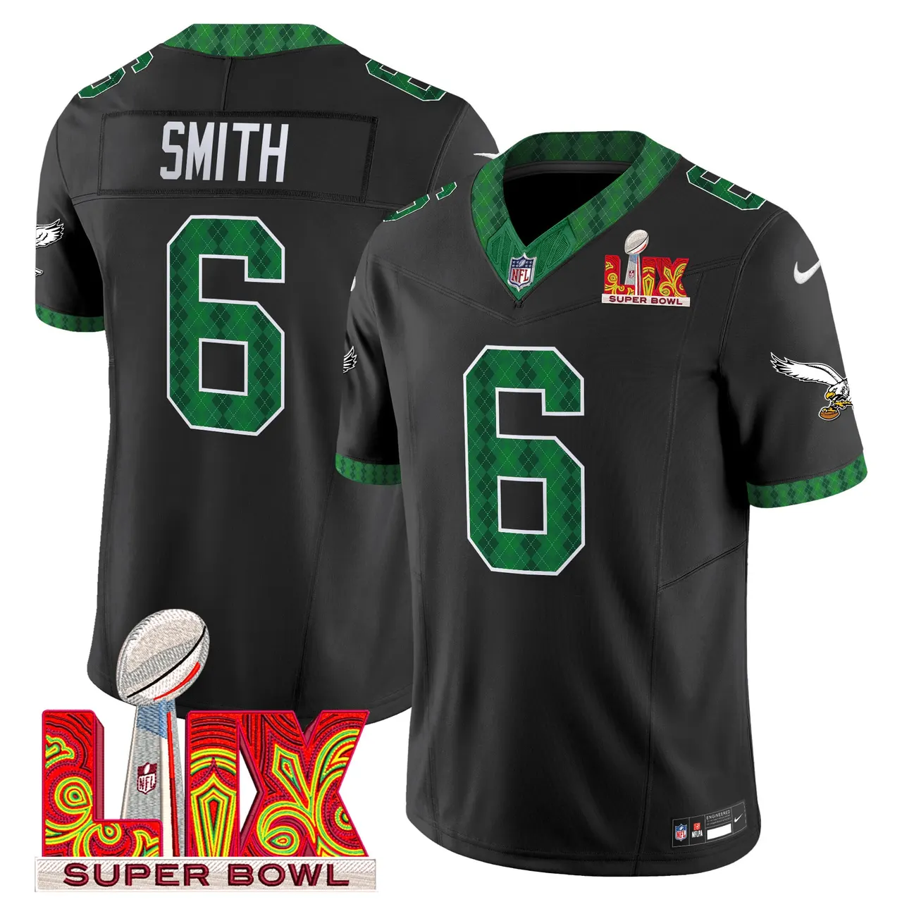 Saquon Barkley Philadelphia Eagles Nike St. Patrick's Day Super Bowl LIX Patch Vapor Limited Stitched Jersey - White - Image 22