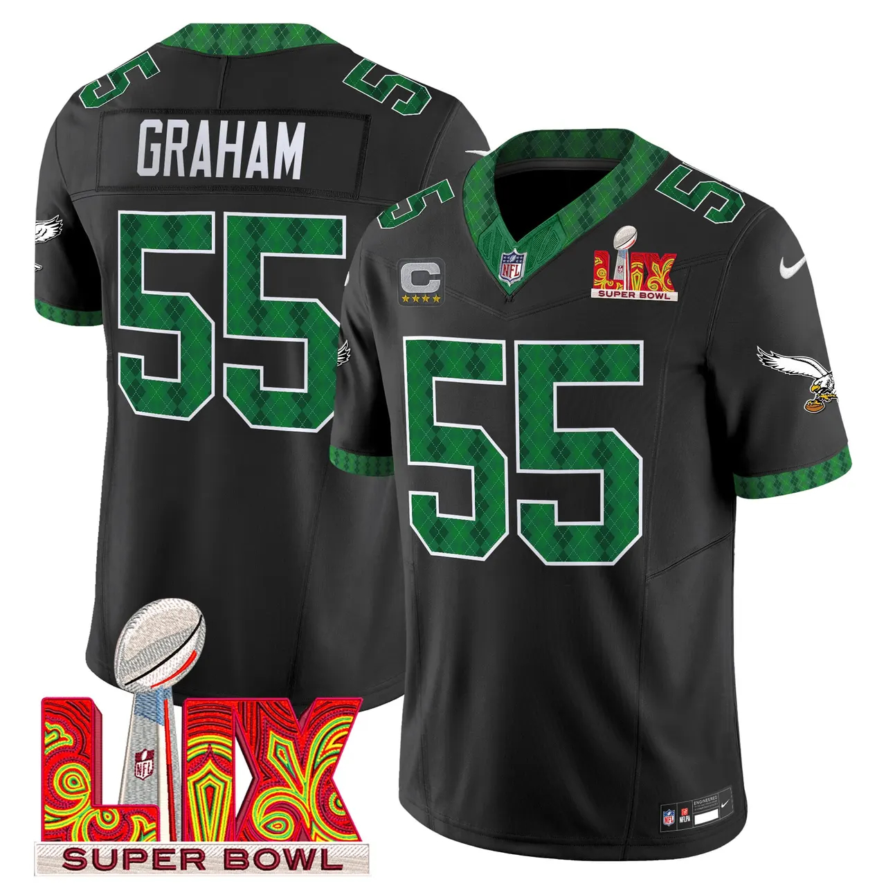 Saquon Barkley Philadelphia Eagles Nike St. Patrick's Day Super Bowl LIX Patch Vapor Limited Stitched Jersey - White - Image 24