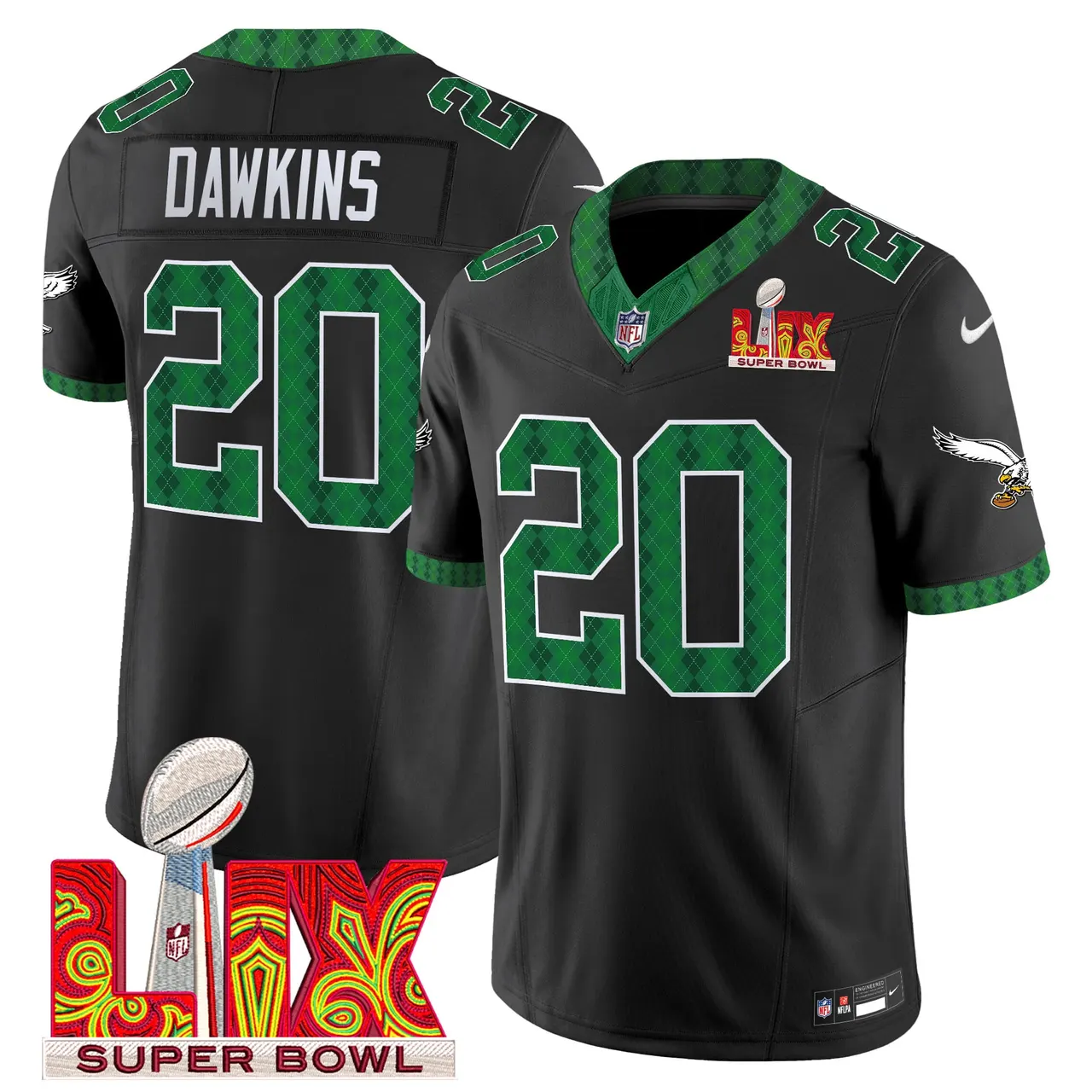 Saquon Barkley Philadelphia Eagles Nike St. Patrick's Day Super Bowl LIX Patch Vapor Limited Stitched Jersey - White - Image 25