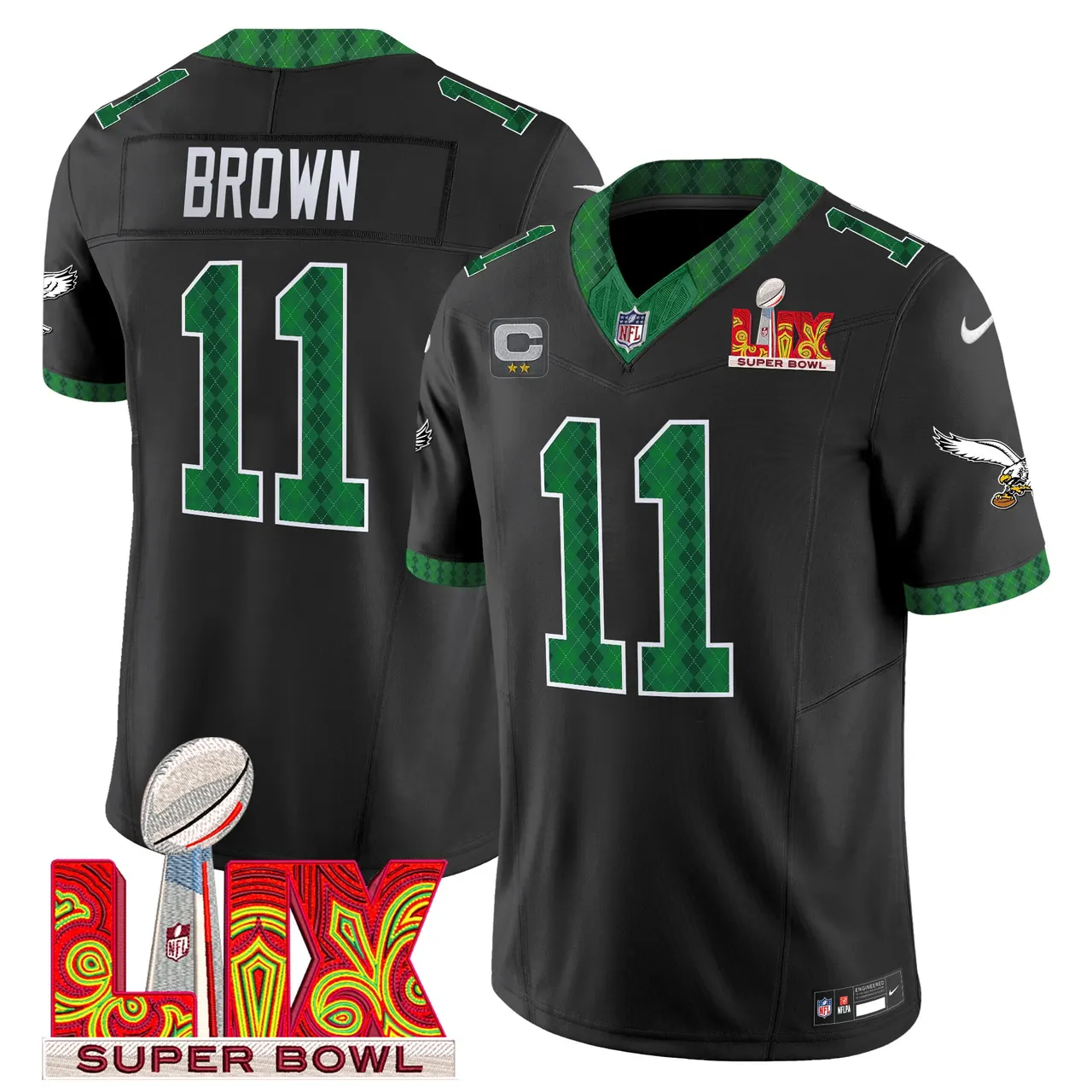 Saquon Barkley Philadelphia Eagles Nike St. Patrick's Day Super Bowl LIX Patch Vapor Limited Stitched Jersey - White - Image 26