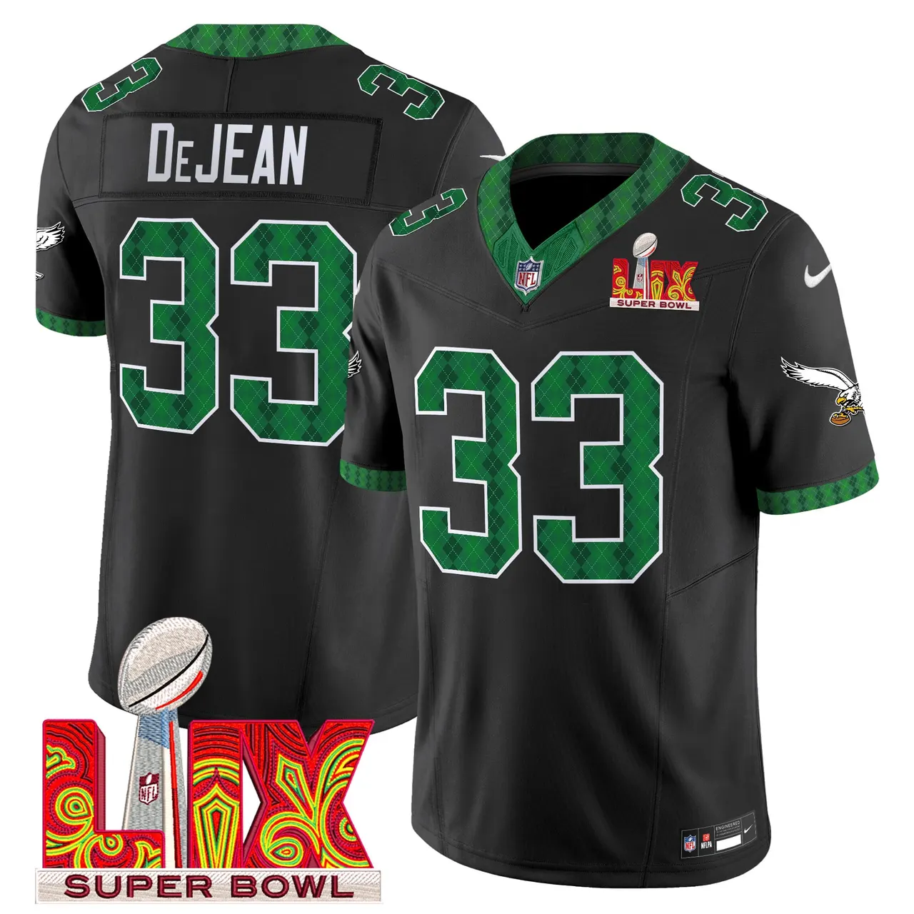 Saquon Barkley Philadelphia Eagles Nike St. Patrick's Day Super Bowl LIX Patch Vapor Limited Stitched Jersey - White - Image 27