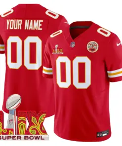 Alternative view of Kansas City Chiefs Nike Super Bowl LIX Patch Vapor Custom Limited Stitched Jersey - White