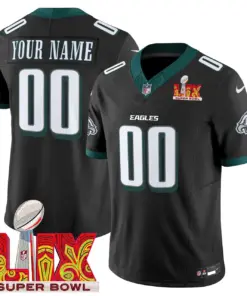 Philadelphia Eagles Nike Super Bowl LIX Patch Vapor Custom Limited Stitched Jersey - Kelly Green - Image 3