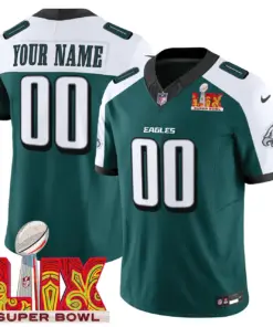 Philadelphia Eagles Nike Super Bowl LIX Patch Vapor Custom Limited Stitched Jersey - Kelly Green - Image 4