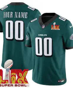 Philadelphia Eagles Nike Super Bowl LIX Patch Vapor Custom Limited Stitched Jersey - Kelly Green