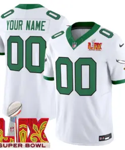 Philadelphia Eagles Nike Super Bowl LIX Patch Vapor Custom Limited Stitched Jersey - White
