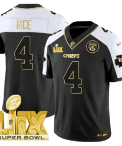 Kansas City Chiefs Nike Super Bowl LIX Patch Gold Vapor Limited Stitched Jersey - Black - Image 6