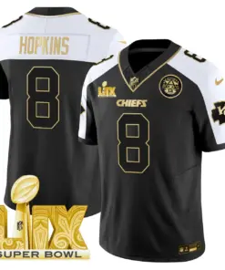 Kansas City Chiefs Nike Super Bowl LIX Patch Gold Vapor Limited Stitched Jersey - Black - Image 8