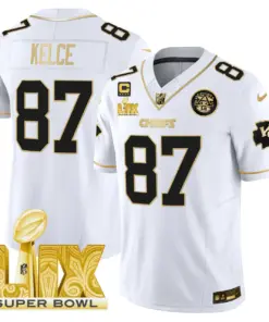 Kansas City Chiefs Nike Super Bowl LIX Patch Gold Vapor Limited Stitched Jersey - Black - Image 12