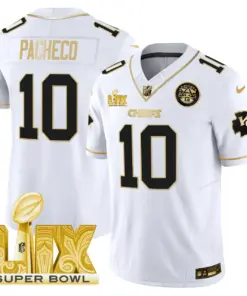 Kansas City Chiefs Nike Super Bowl LIX Patch Gold Vapor Limited Stitched Jersey - Black - Image 14