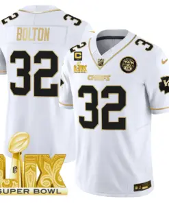 Kansas City Chiefs Nike Super Bowl LIX Patch Gold Vapor Limited Stitched Jersey - Black - Image 15