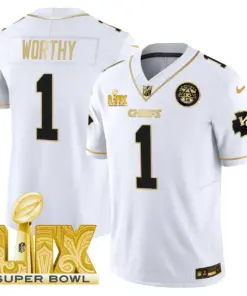 Kansas City Chiefs Nike Super Bowl LIX Patch Gold Vapor Limited Stitched Jersey - Black - Image 19