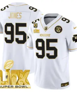Kansas City Chiefs Nike Super Bowl LIX Patch Gold Vapor Limited Stitched Jersey - Black - Image 20