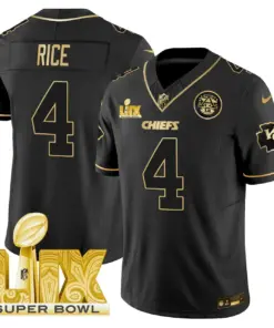 Kansas City Chiefs Nike Super Bowl LIX Patch Gold Vapor Limited Stitched Jersey - Black - Image 26