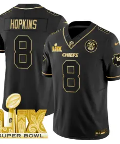 Kansas City Chiefs Nike Super Bowl LIX Patch Gold Vapor Limited Stitched Jersey - Black - Image 28