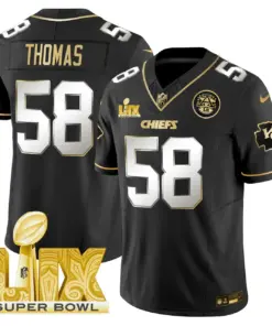 Kansas City Chiefs Nike Super Bowl LIX Patch Gold Vapor Limited Stitched Jersey - Black - Image 33