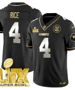Kansas City Chiefs Nike Super Bowl LIX Patch Gold Vapor Limited Stitched Jersey - Black - Image 36
