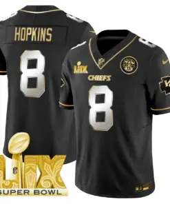 Kansas City Chiefs Nike Super Bowl LIX Patch Gold Vapor Limited Stitched Jersey - Black - Image 38