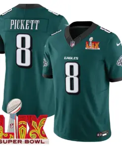 Philadelphia Eagles Nike Super Bowl LIX Patch Vapor Limited Stitched Jersey - Kelly Green - Image 4