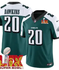 Philadelphia Eagles Nike Super Bowl LIX Patch Vapor Limited Stitched Jersey - Kelly Green - Image 34