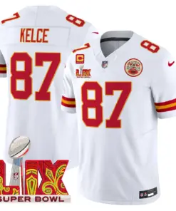 Kansas City Chiefs Nike Super Bowl LIX Patch Vapor Limited Stitched Jersey - White - Image 4