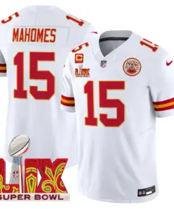 Kansas City Chiefs Nike Super Bowl LIX Patch Vapor Limited Stitched Jersey - White