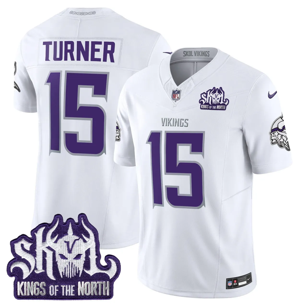 J.J. McCarthy Minnesota Vikings Nike 2024 Winter Warrior Skol Patch Vapor Limited Stitched Jersey - White - Image 3