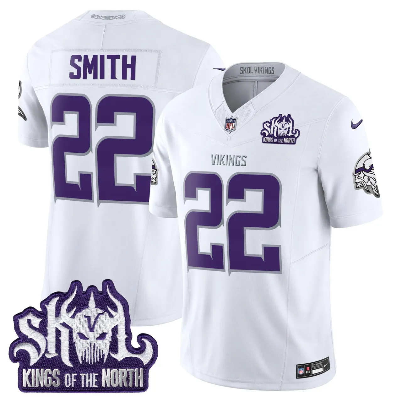J.J. McCarthy Minnesota Vikings Nike 2024 Winter Warrior Skol Patch Vapor Limited Stitched Jersey - White - Image 6