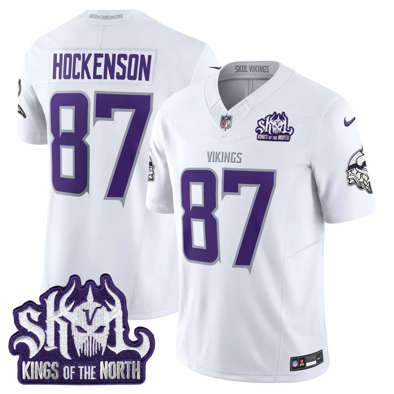 J.J. McCarthy Minnesota Vikings Nike 2024 Winter Warrior Skol Patch Vapor Limited Stitched Jersey - White - Image 7