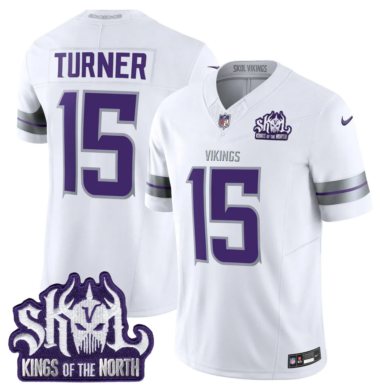 J.J. McCarthy Minnesota Vikings Nike 2024 Winter Warrior Skol Patch Vapor Limited Stitched Jersey - White - Image 11