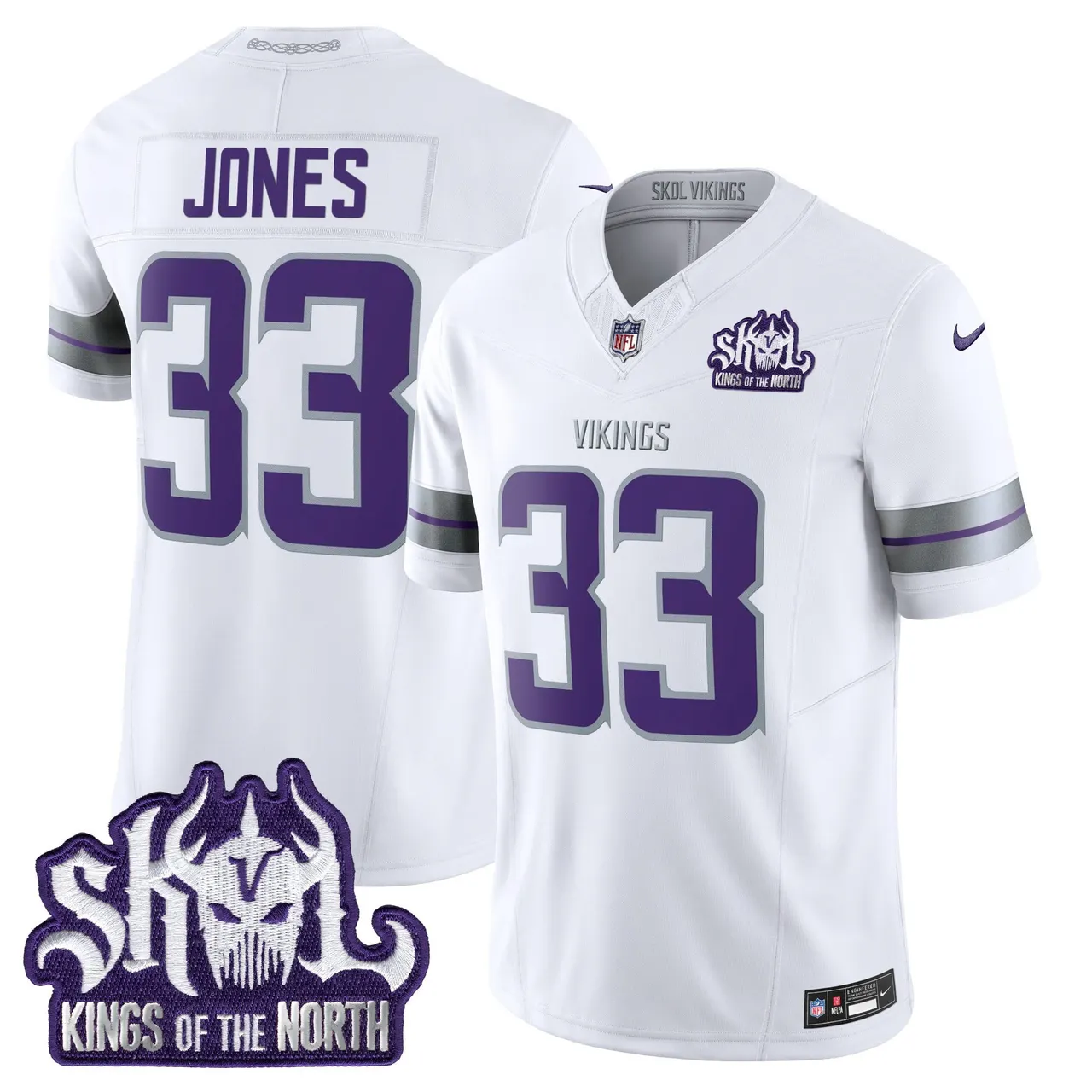 J.J. McCarthy Minnesota Vikings Nike 2024 Winter Warrior Skol Patch Vapor Limited Stitched Jersey - White - Image 12