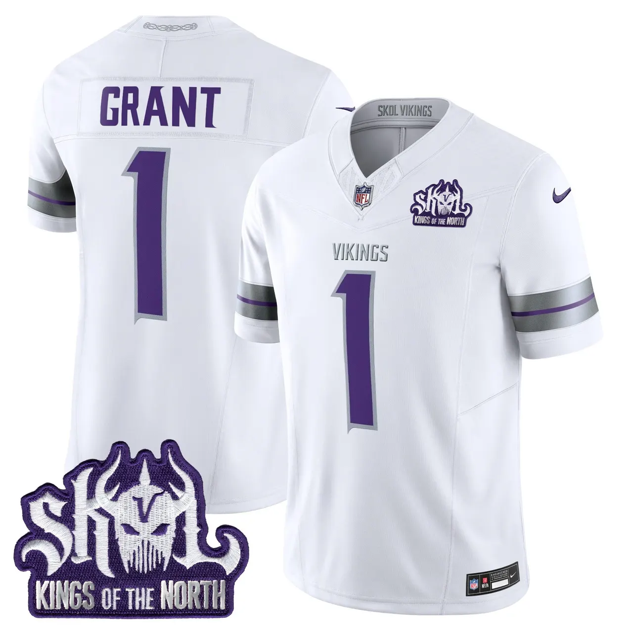J.J. McCarthy Minnesota Vikings Nike 2024 Winter Warrior Skol Patch Vapor Limited Stitched Jersey - White - Image 13