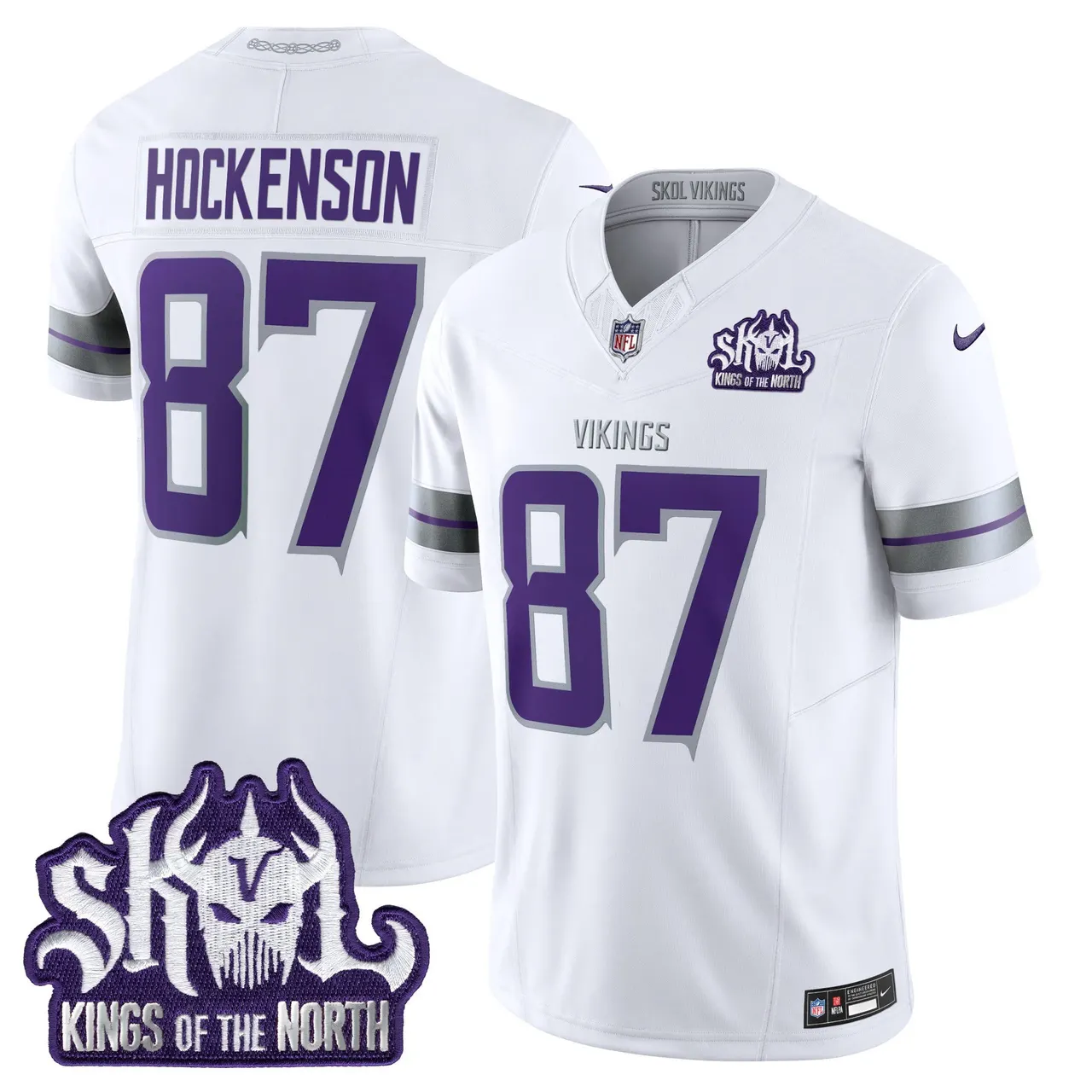 J.J. McCarthy Minnesota Vikings Nike 2024 Winter Warrior Skol Patch Vapor Limited Stitched Jersey - White - Image 15