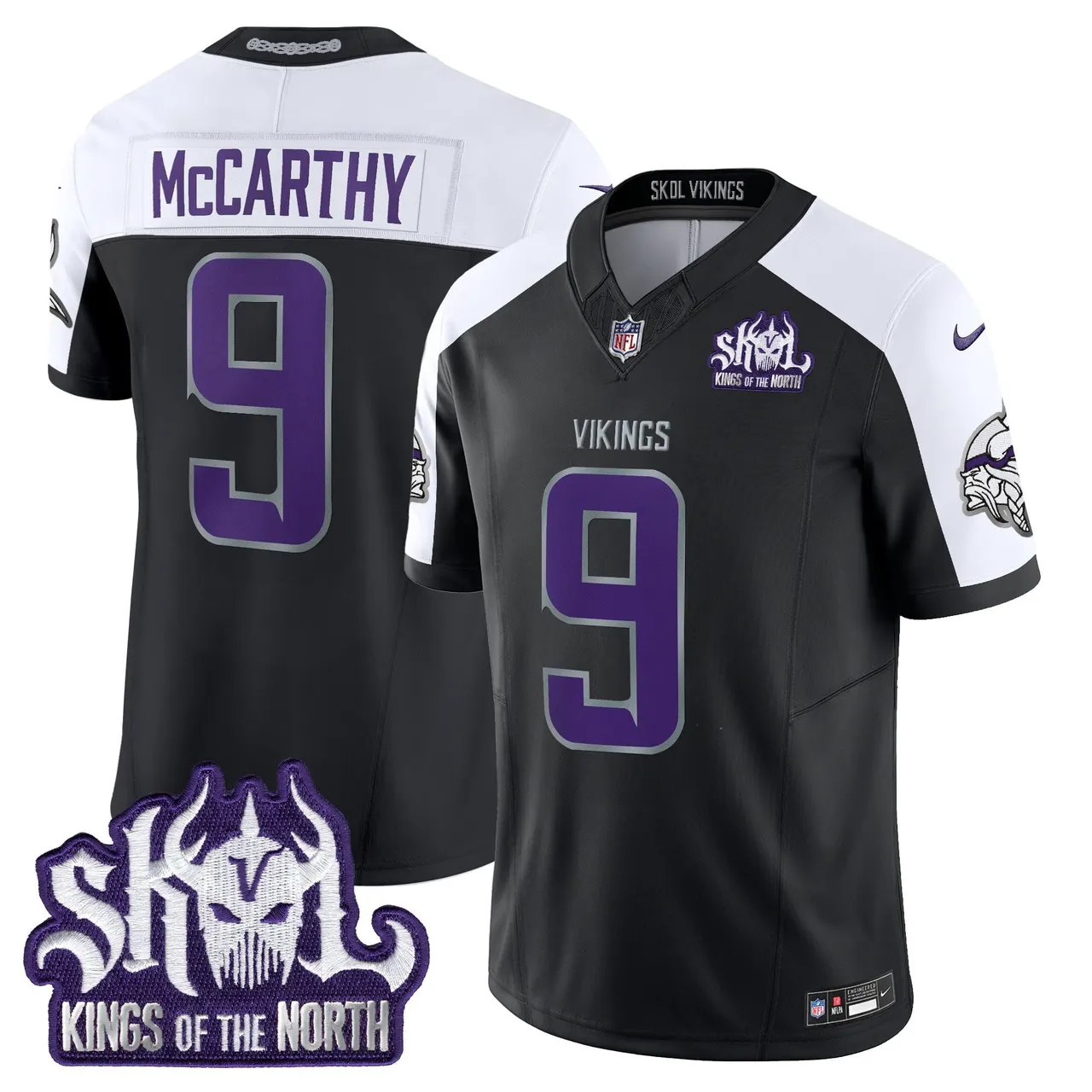 J.J. McCarthy Minnesota Vikings Nike 2024 Winter Warrior Skol Patch Vapor Limited Stitched Jersey - White - Image 17
