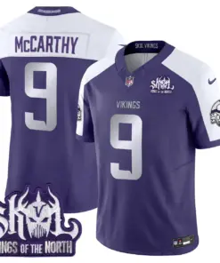 J.J. McCarthy Minnesota Vikings Nike 2024 Winter Warrior Skol Patch Vapor Limited Stitched Jersey - White - Image 25